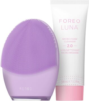 FOREO Deep & Gentle LUNA 4 Sensitive Set - Brosse nettoyage visage pour peau sensible + LUNA Micro-Foam Cleanser 2.0 100 ml - Set masseur visage nettoyant en profondeur et raffermissant silicone
