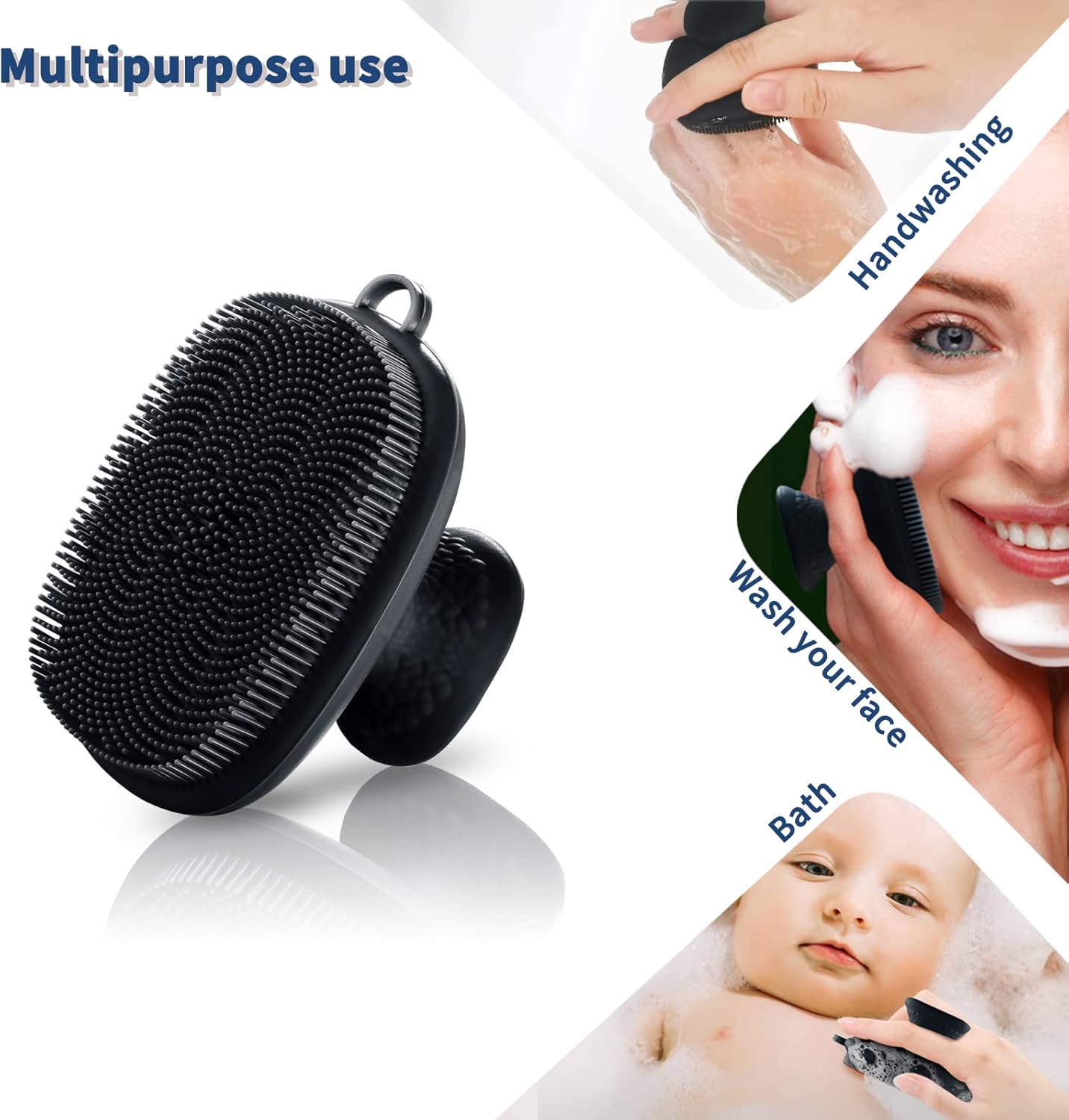 Face Scrubber, Silicone Face Scrubber for Men Facial Cleansing Brush Silicone Face Wash Brush Manual Waterproof Cleansing Skin Care Face Brushes for Exfoliating- Black - Image 3