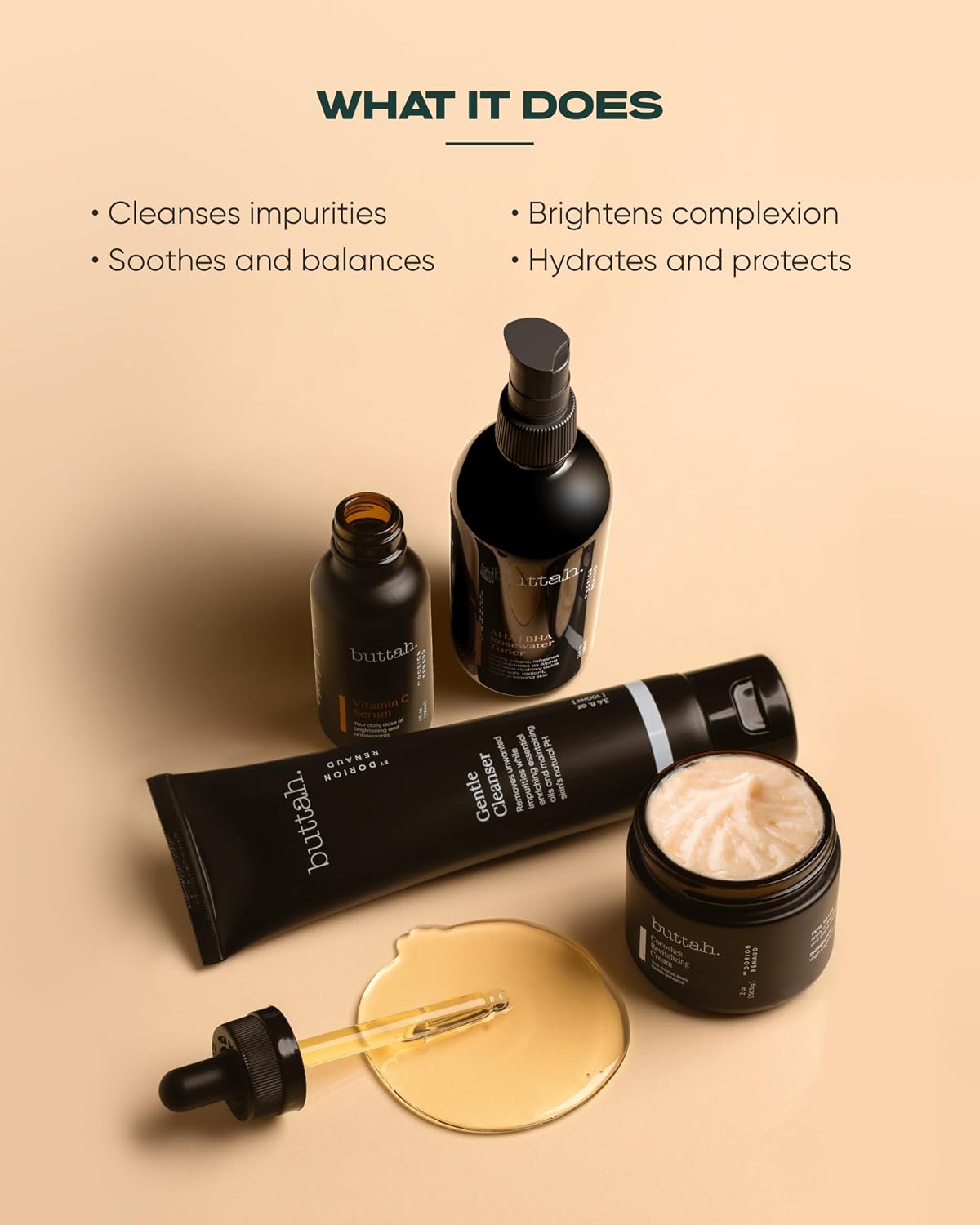 Buttah Skin Supreme Kit for Melanin Rich Skin | CocoShea Revitalizing Cream 2 oz | Vitamin C Serum 1 oz | Cleanser 3.4 oz | Rosewater Toner 3.4 oz | Black Owned Skincare - Image 3