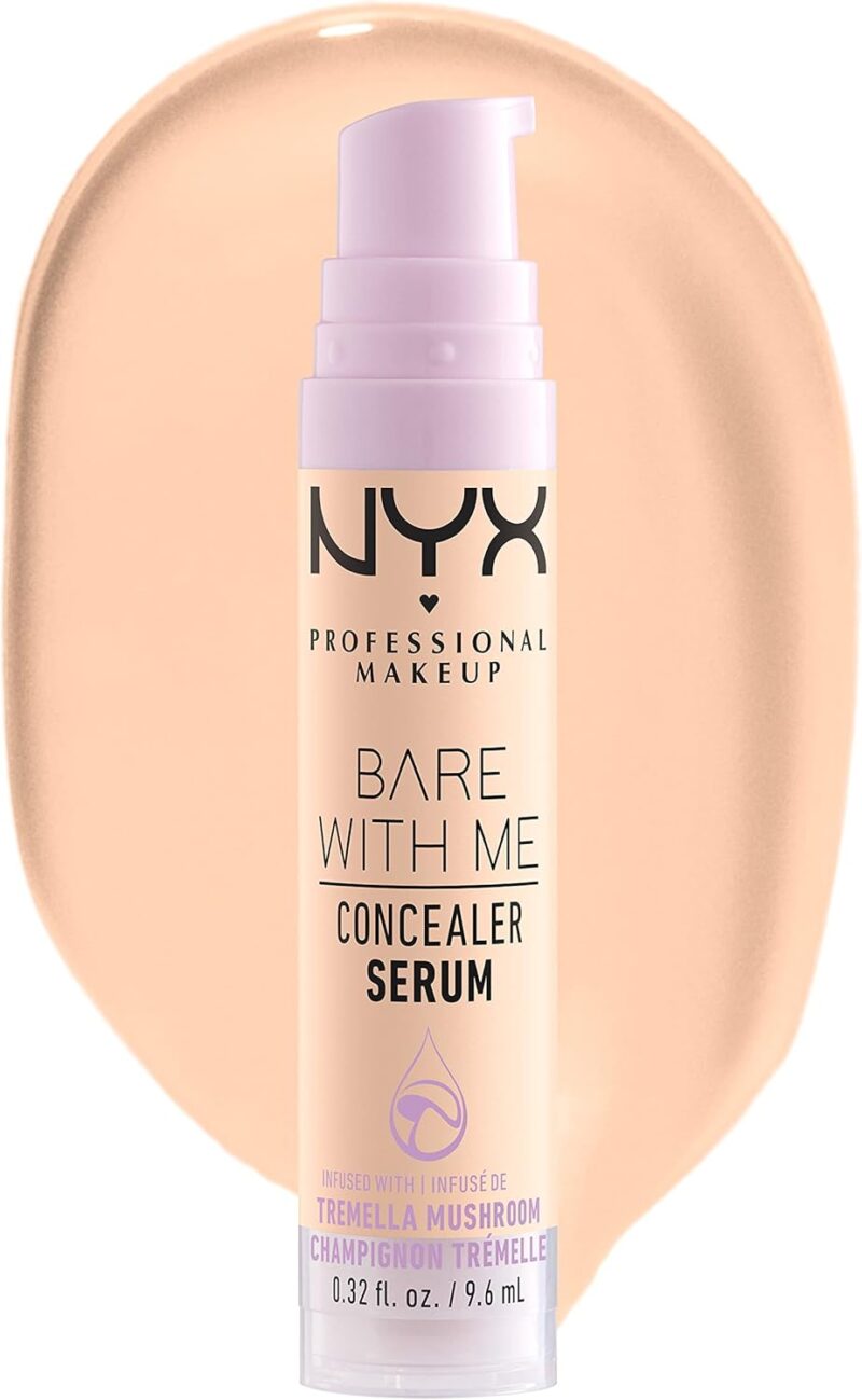 NYX Professional Makeup Anti-Cernes Sérum Correcteur Bare With Me, Fini Naturel, Couvrance Moyenne, Teinte : Fair (01) | Champignon trémelle cica thé vert, Hydratation 24h, Couvrance moyenne fini naturel, Formule 100% vegan