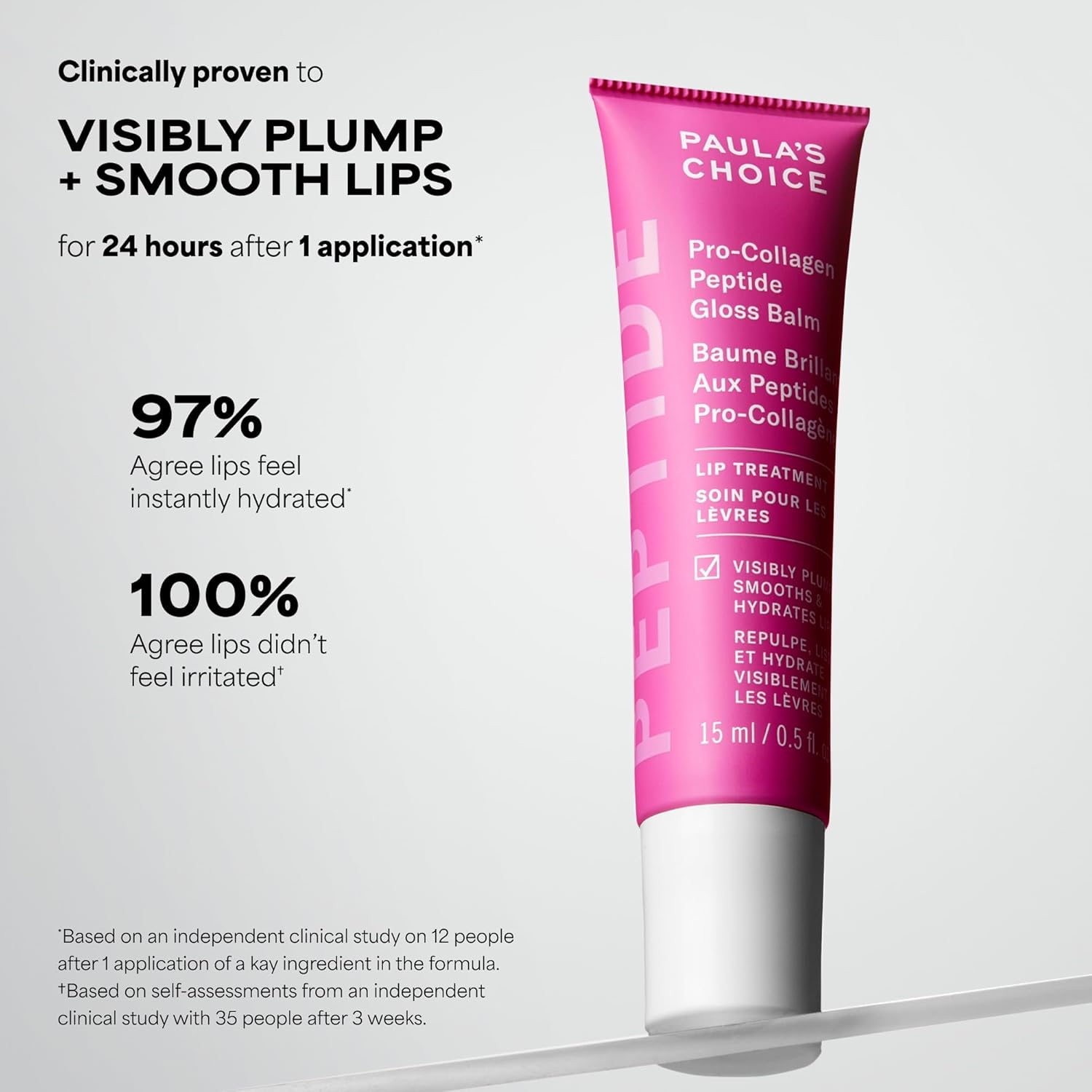 Paula's Choice Pro-Collagen Peptide Gloss Lip Balm, Hydrates & Smooths Lips, Sheer & Glossy Finish for Fuller Lips, Sheer Tint, Non-Sticky, Cruelty-Free - Image 3