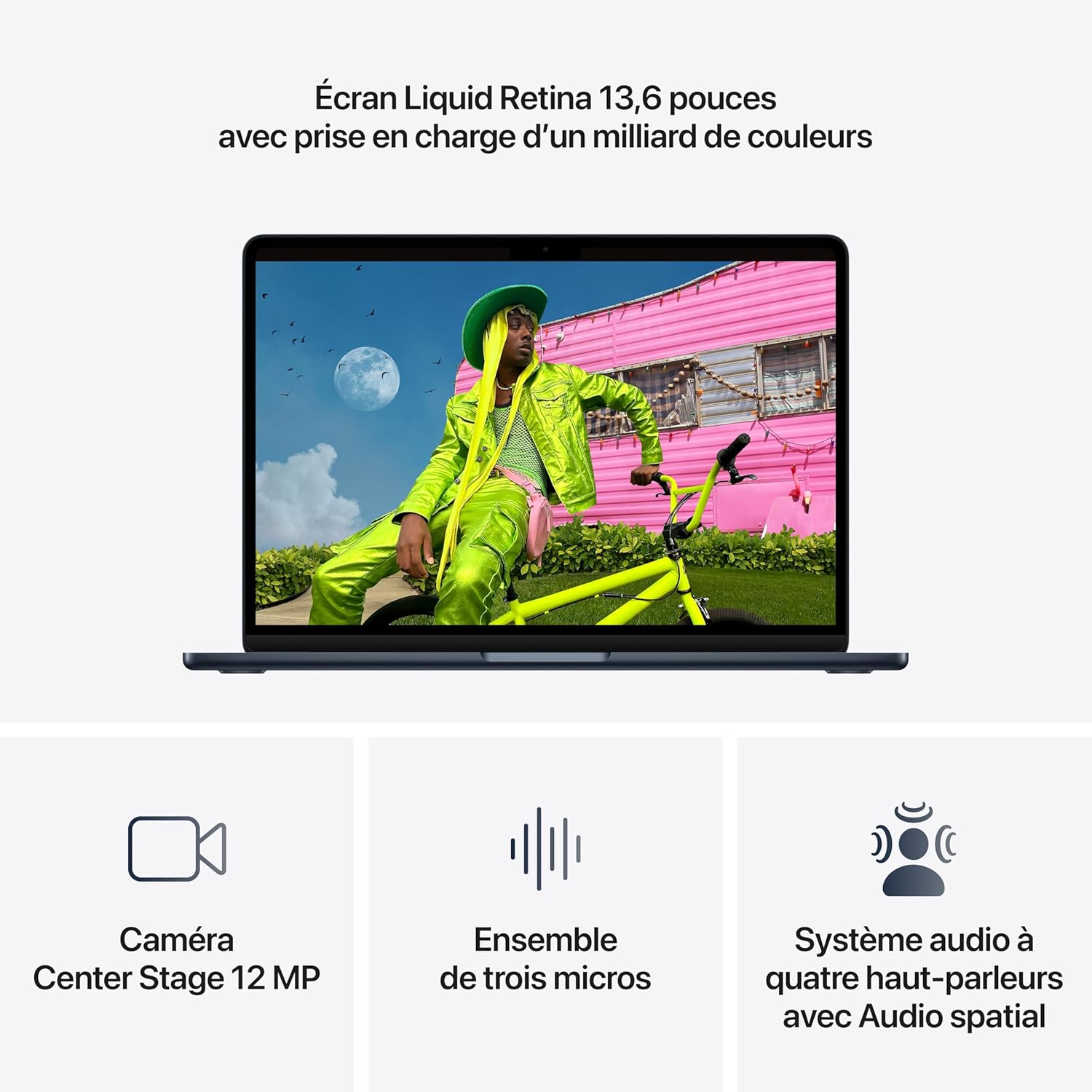 Apple MacBook Air 13 Pouces Portable avec Puce M5 : Conçu pour l’IA, Écran Liquid Retina 13,6 Pouces, Mémoire unifiée 16 Go, SSD 512 Go, Caméra Center Stage 12 MP, Touch ID, Wi-FI 7 ; Minuit - Image 3