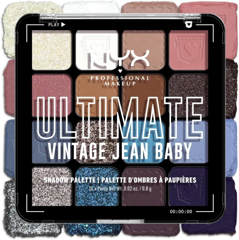 NYX Professional Makeup Palette Fards Paupières 16 Couleurs Vintage Jean