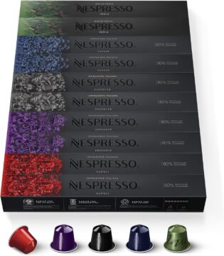 819YXbRwToL._AC_SL1500_.jpg Nespresso Original - Bundle 100 Capsules de Café - Torréfaction Intense, Intensité Forte - 20x Napoli - 20x India - 20x Arpeggio - 20x Ristretto - 20x Kazaar