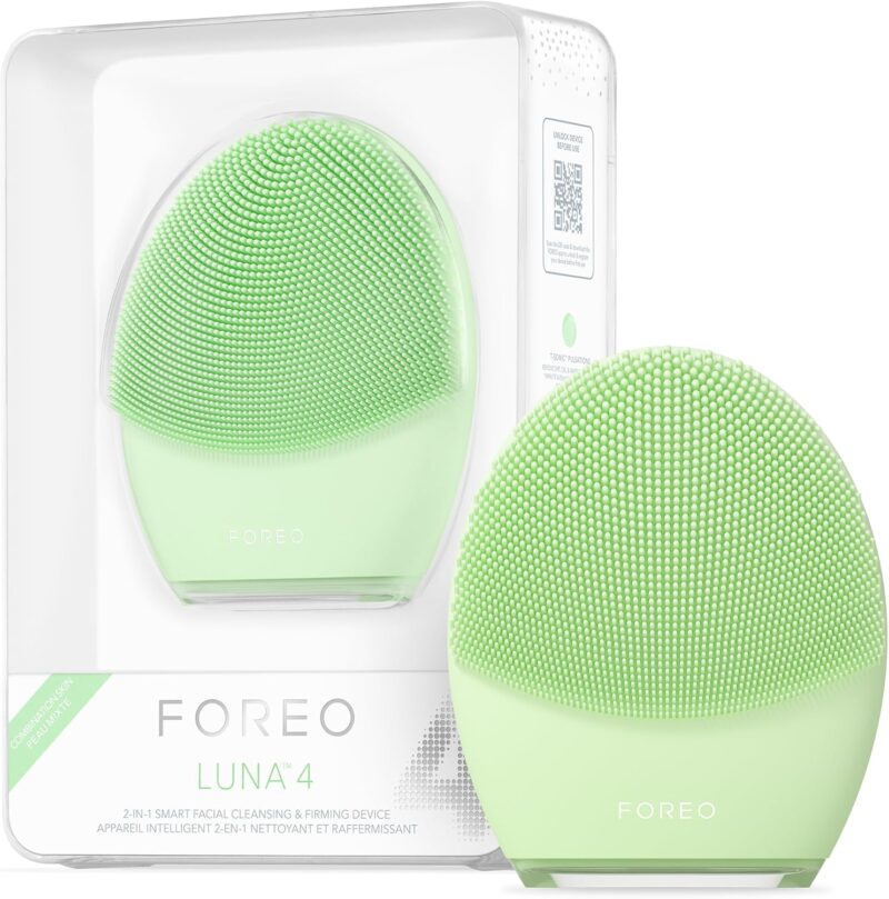FOREO LUNA 4 Brosse nettoyante visage - Masseur visage raffermissant - Brosse anti-âge visage - Améliore l'absorption des produits de soins de la peau - Soin du visage simple - Peau Mixte