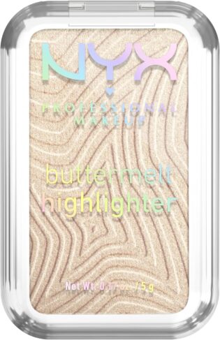 NYX PROFESSIONAL MAKEUP - Highlighter en Poudre - Enrichi en Beurre de Mangue, Beurre d'Amande & Beurre de Karité - Texture Fondante - Formule Vegan - Buttermelt Highlighter - Teinte: Bright And Butta
