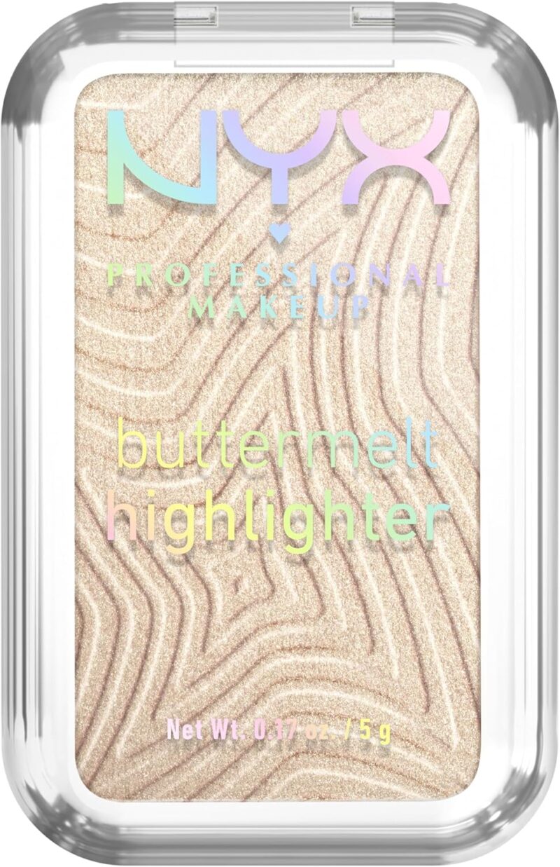 NYX PROFESSIONAL MAKEUP - Highlighter en Poudre - Enrichi en Beurre de Mangue, Beurre d'Amande & Beurre de Karité - Texture Fondante - Formule Vegan - Buttermelt Highlighter - Teinte: Bright And Butta