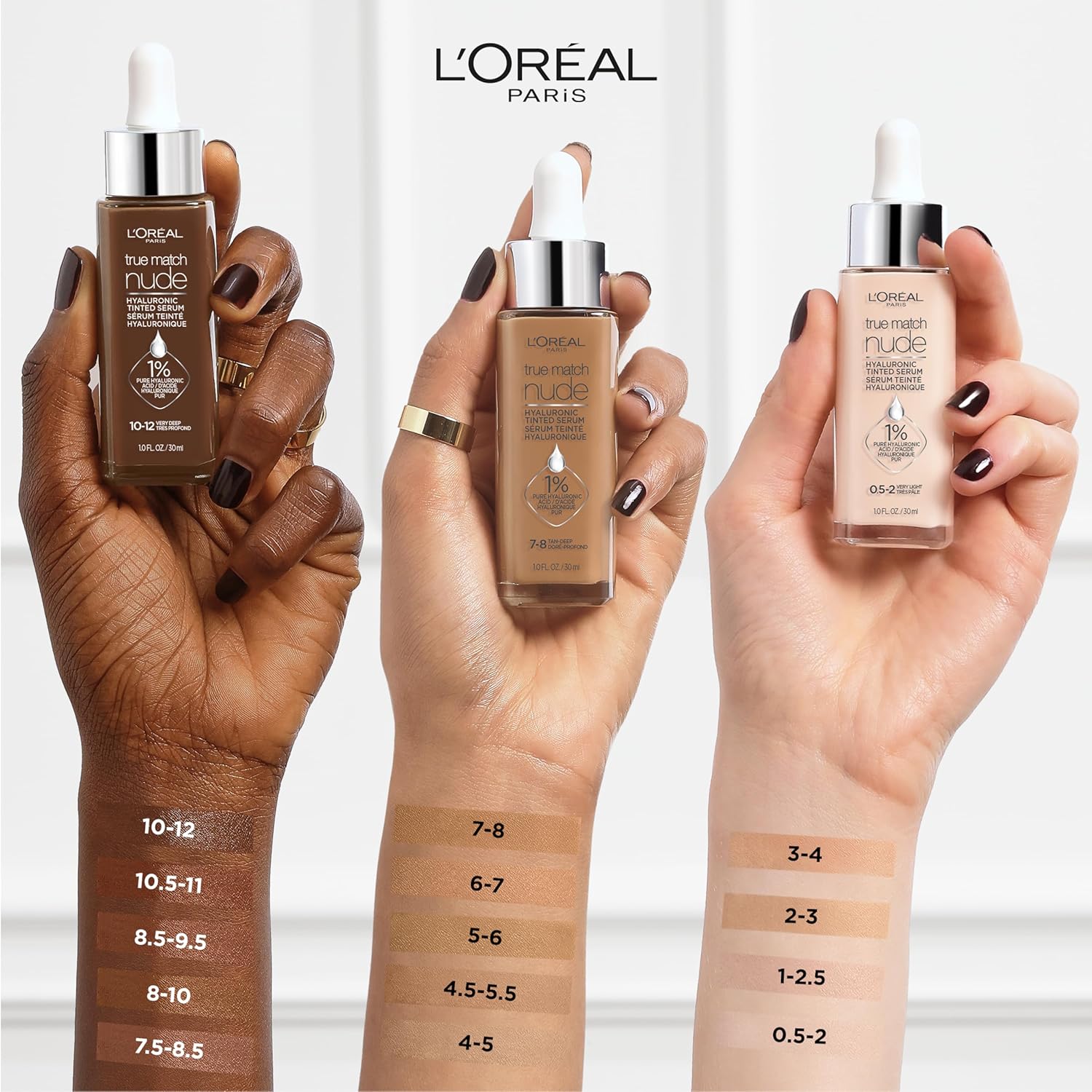 L'Oreal Paris True Match Nude Hyaluronic Tinted Serum Foundation with 1% Hyaluronic acid, Light 2-3, 1 fl. oz. - Image 3