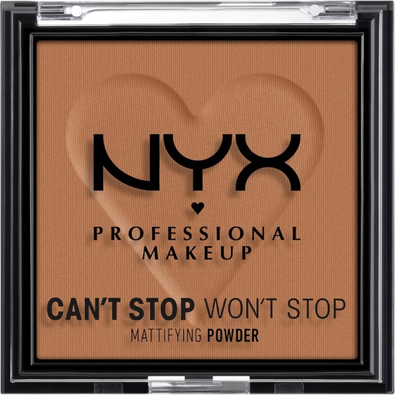 NYX Professional Makeup Poudre Matifiante Can't Stop Won't Stop Mattfying Powder, Fini Mat, Mocha | Contrôle sébum et brillance, Fini ultra-mat longue durée, Sans transfert ni oxydation, Formule légère modulable
