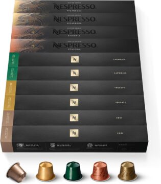 81kSNEo-uL._AC_SL1500_.jpg Nespresso Original - Bundle 100 Capsules de Café - Torréfaction Légère, Intensité Faible - 20x Cosi - 20x Volluto - 20x Capriccio - 20x Ethiopia - 20x Nicaragua