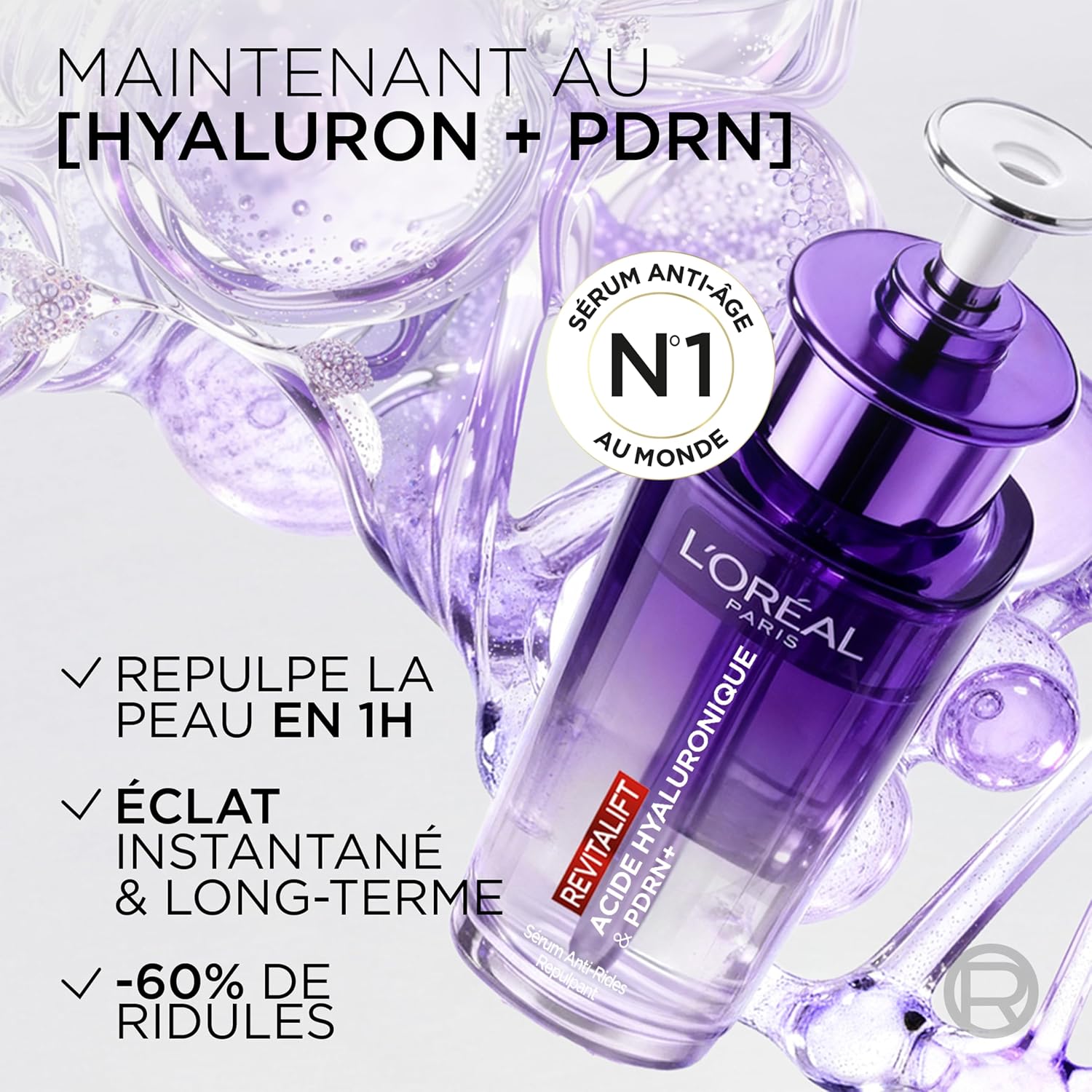 L’Oréal Paris, Sérum Anti-Rides Hyaluron PDRN+, boost d’hydratation rapide pour une peau lisse et éclatante, Revitalift Filler, texture légère, pour tous types de peau, 30 ml - Image 4