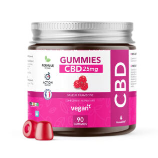 90 Gummies CBD Framboise 2250mg HexaZEN, sans THC