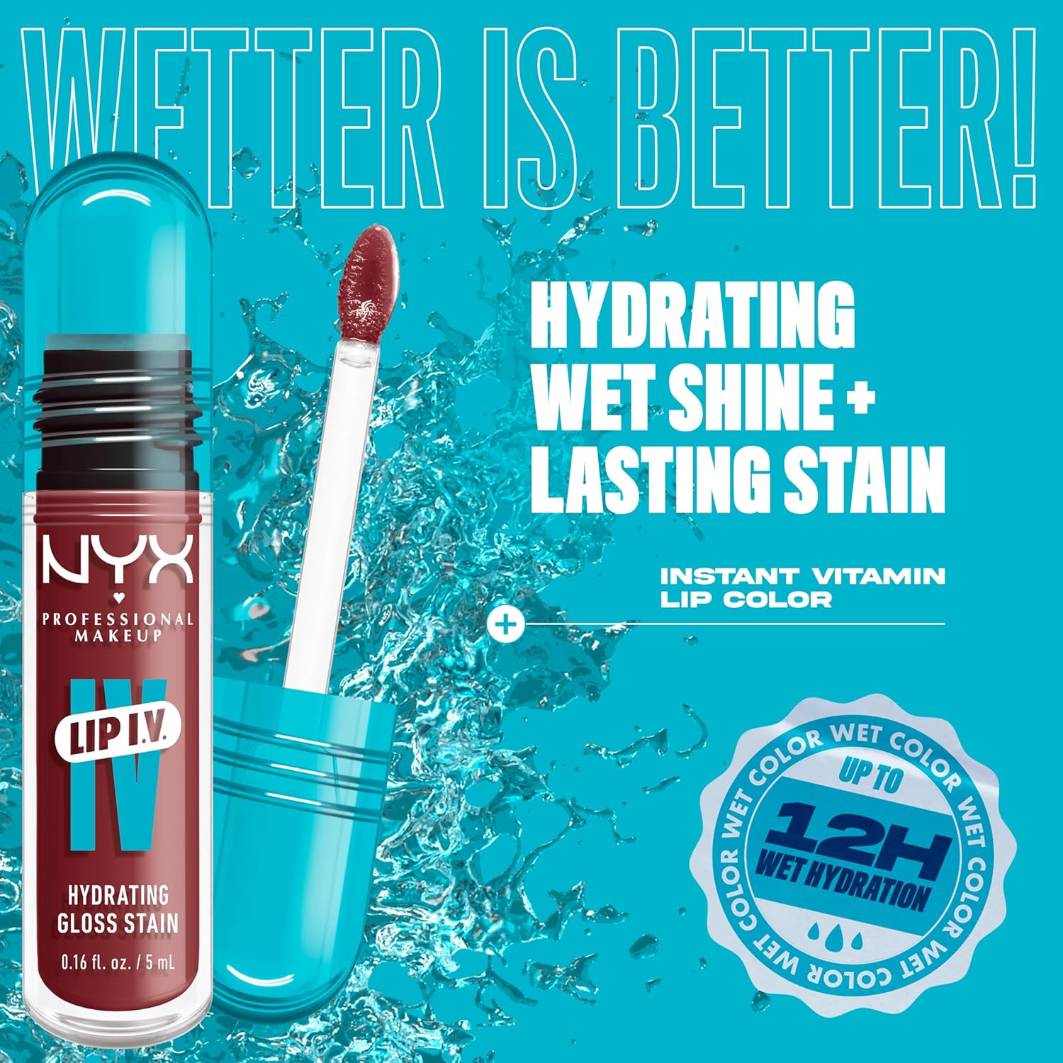 NYX Professional Makeup Lip IV Gloss Hydratant Effet Mouillé 12h Rose - Image 3