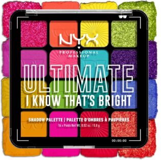 NYX Professional Makeup Palette de Fards à Paupières Ultimate Shadow, 16 couleurs, Finition Intense et Longue Durée, Formule Vegan Sans Ingrédients d'Origine Animale ou Dérivé, I Know That's Bright