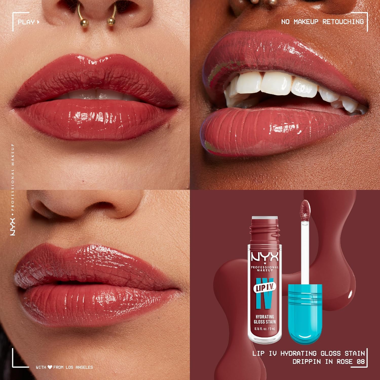 NYX Professional Makeup Lip IV Gloss Hydratant Effet Mouillé 12h Rose - Image 2