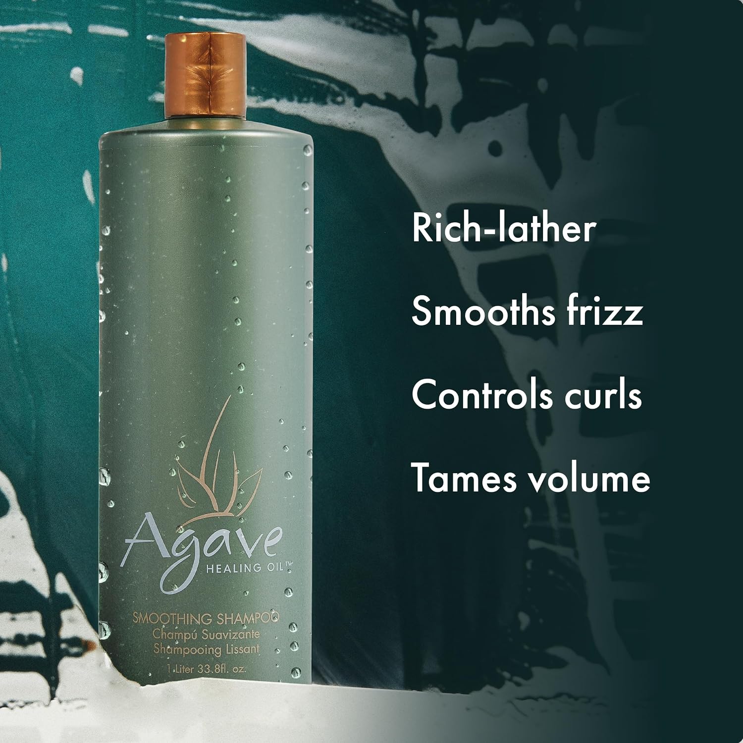 Agave Smoothing Shampoo Hydrating & Frizz Control, Color-Safe, Sulfate-Free, 33.8 oz - Image 3