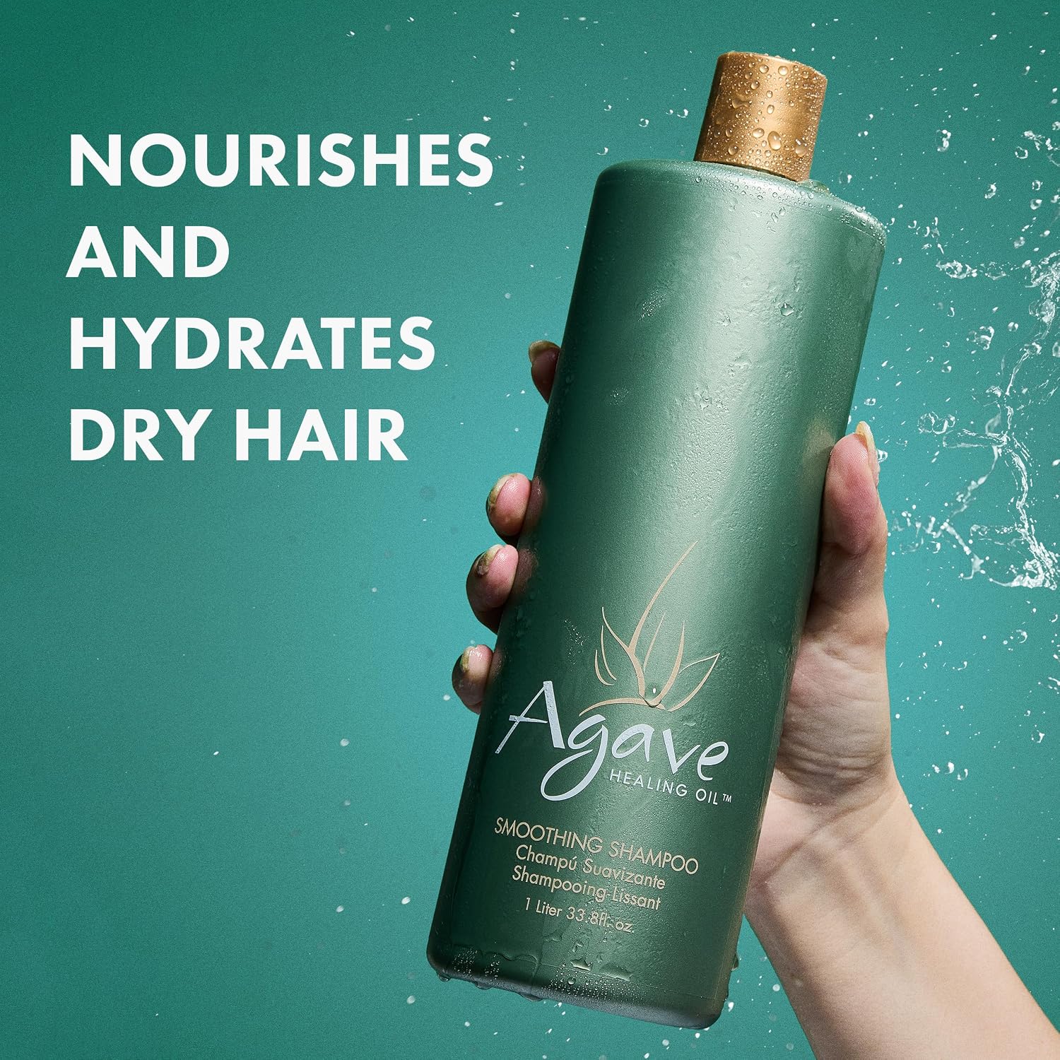 Agave Smoothing Shampoo Hydrating & Frizz Control, Color-Safe, Sulfate-Free, 33.8 oz - Image 2