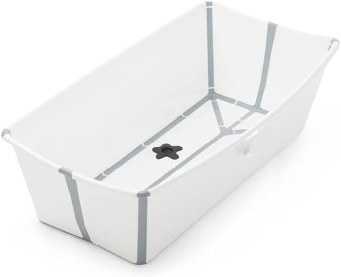Stokke Flexi Bath X-Large, Blanc - Spacieuse Baignoire bébé pliable - Légère & facile à ranger - Pratique à utiliser à la maison ou en voyage - Idéale pour les enfants de 0 à 6 ans