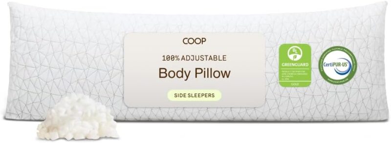 Coop Home Goods 20 X 54 Pouces Déchiquetés Oreiller De Corps De Mousse De Mémoire avec Rayonne De Viscose De Bambou Dérivé Et La Couverture De Mélange De Polyester