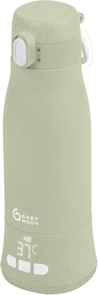 518W5YRlnDL._AC_SL1000_.jpg Babymoov Chauffe-Biberon Nomade sans Fil Moov & Feed - Capacité 340ml - Eau ou Lait Maternel - Température réglable - Maintien au Chaud (jusqu'à 7h) - Recharge USB - Garantie à Vie - Vert Sauge