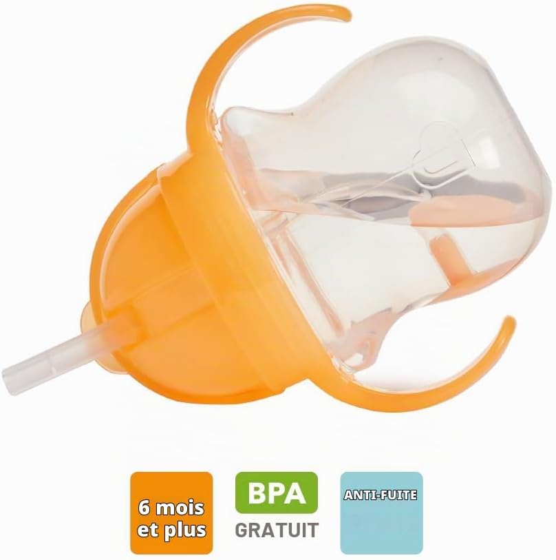 Munchkin Ensemble Tasses à Paille Click Lock Tip & Sip | Tasses Sippy Bébé & Tout-Petit | Sans BPA | Étanche | Paille Lestée | Biberons 7 oz / 207 ml | Pack de 2 | Bleu/Orange - Image 5