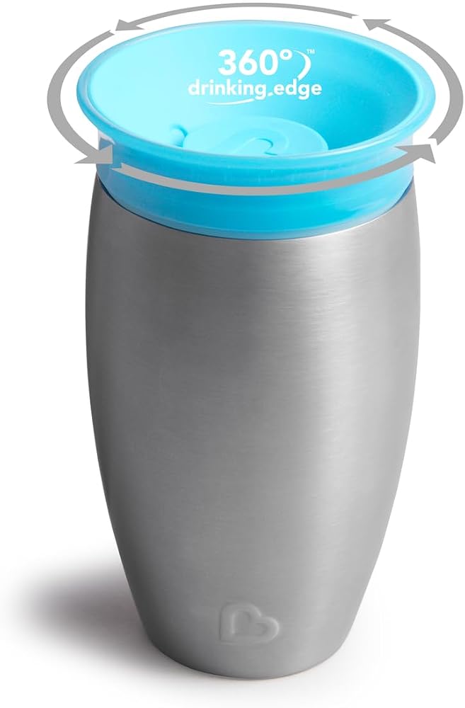 Munchkin Tasse Miracle 360 en Acier Inoxydable | Tasse Bébé & Tout-Petits Sans BPA | Idéale pour le Sevrage | Tasses Enfants Leakproof | 12+ Mois | 296ml | Bleu - Image 2