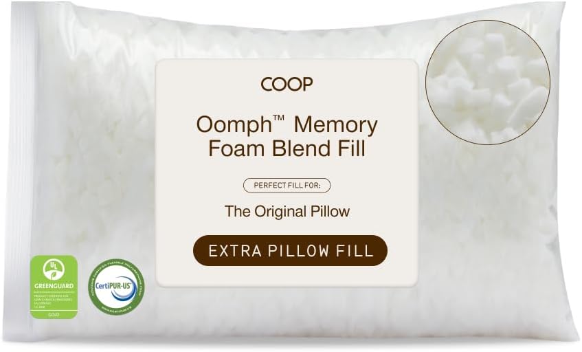 Coop Home Goods - Mousse à mémoire de forme à coupe croisée – Remplissage d'oreiller de densité moyenne de 0,9 kg – Recharge pour personnaliser votre oreiller réglable de qualité supérieure – Certifié