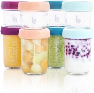 Babymoov Babybols Lot de Pots de Conservation Verre 4x100ml & 4x220 ml - Couvercles Hermétiques