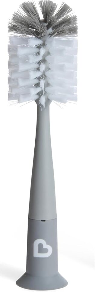 Munchkin Brosse à Biberon | Pour Nettoyer les Biberons & Bouteilles d'Eau avec Brosse à Tétine Intégrée | Autonome | Compatible Lave-vaisselle | Brosse à Poils | Lot de 1 | Gris