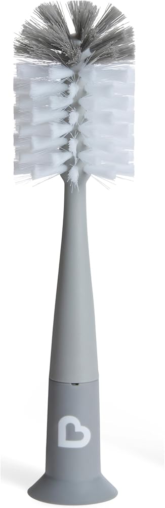 Munchkin Brosse à Biberon | Pour Nettoyer les Biberons & Bouteilles d'Eau avec Brosse à Tétine Intégrée | Autonome | Compatible Lave-vaisselle | Brosse à Poils | Lot de 1 | Gris