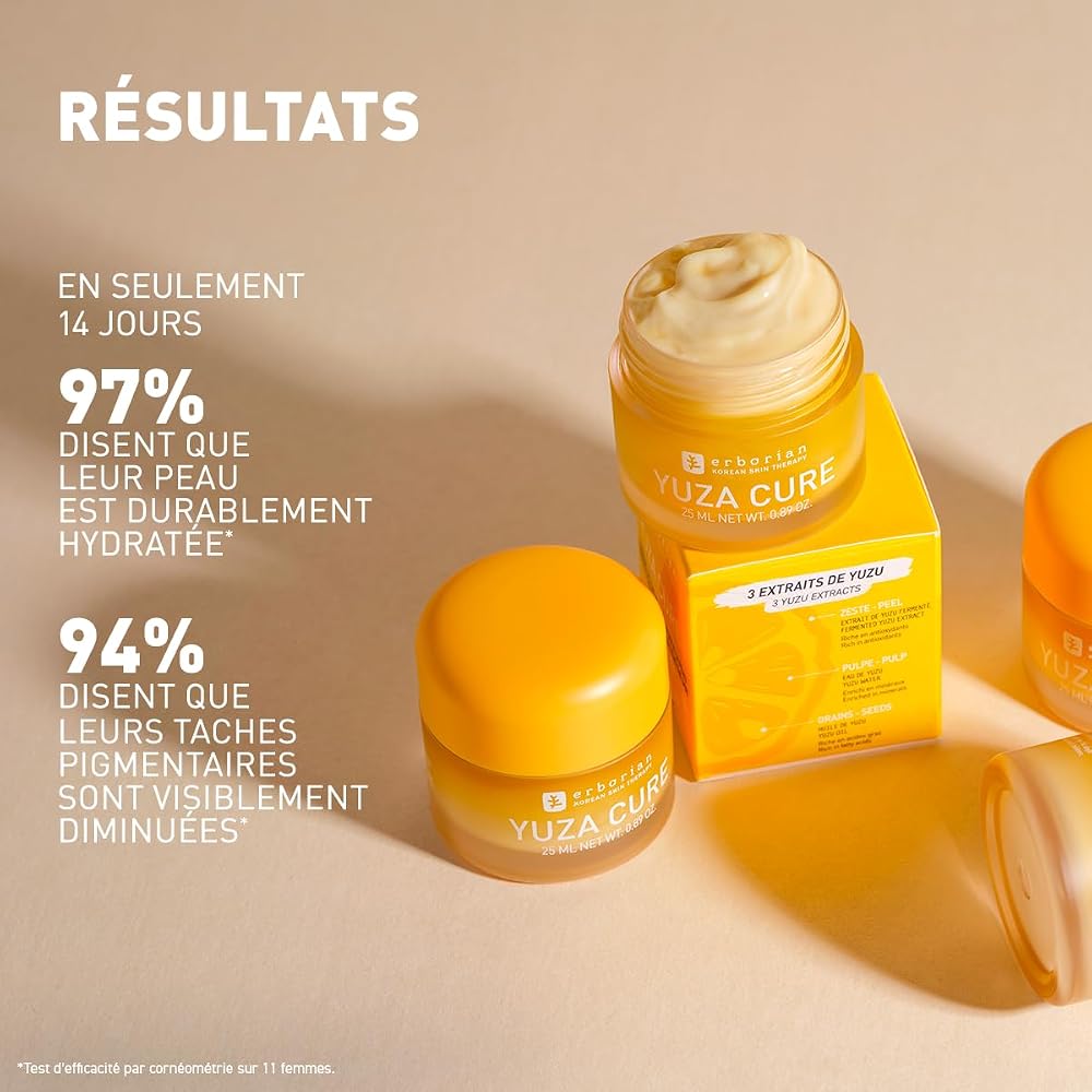 Erborian Yuza Cure, Gel Crème Anti-Taches, 25 ml | Cosmétique coréen, extrait de yuzu, atténue les marques pigmentaires, renforce la peau, teint homogène - Image 5