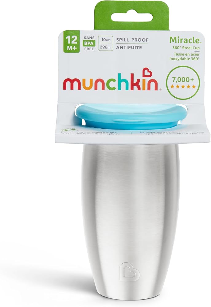 Munchkin Tasse Miracle 360 en Acier Inoxydable | Tasse Bébé & Tout-Petits Sans BPA | Idéale pour le Sevrage | Tasses Enfants Leakproof | 12+ Mois | 296ml | Bleu - Image 5