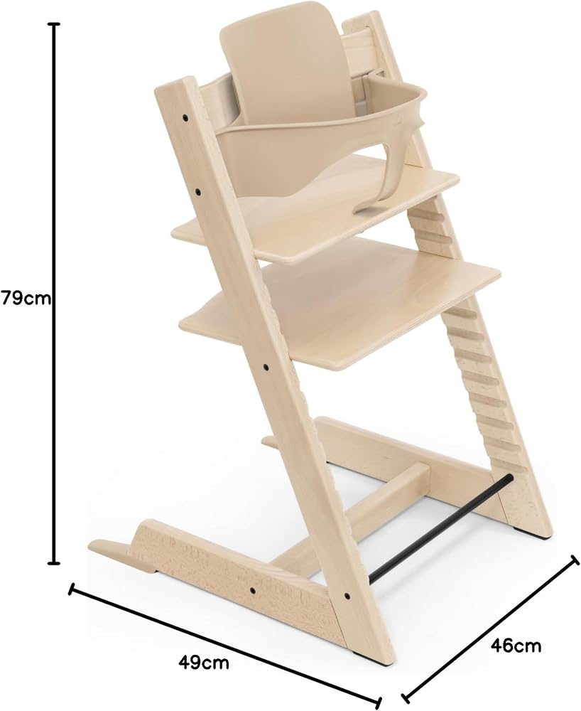 Chaise haute Stokke Tripp Trapp, Natural - Comprend la chaise + le Baby Set 2 pour les enfants de 6 à 36 mois - Ajustable, ergonomique et facile à nettoyer - Image 2