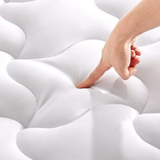 SLEEP ZONE Surmatelas rafraîchissant pour Grand lit, Housse de Matelas matelassée, Lavable en Machine, Alternative au Duvet Doux et Moelleux, Poche Profonde de 20,3 à 53,3 cm (Blanc, Grand lit)