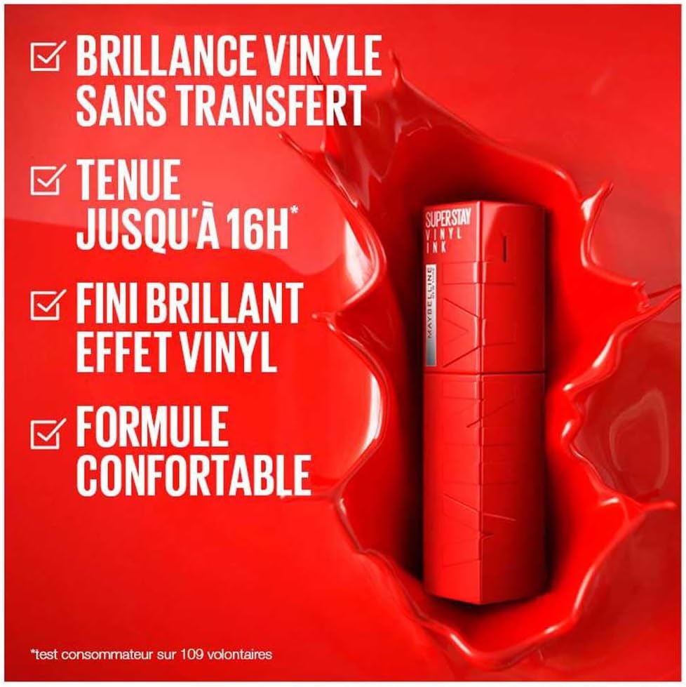 Maybelline New York - Rouge à Lèvres Liquide - Effet Vinyl Brillant - Longue Tenue - SuperStay Vinyl Ink - Teinte : Cheeky (35) - Image 4