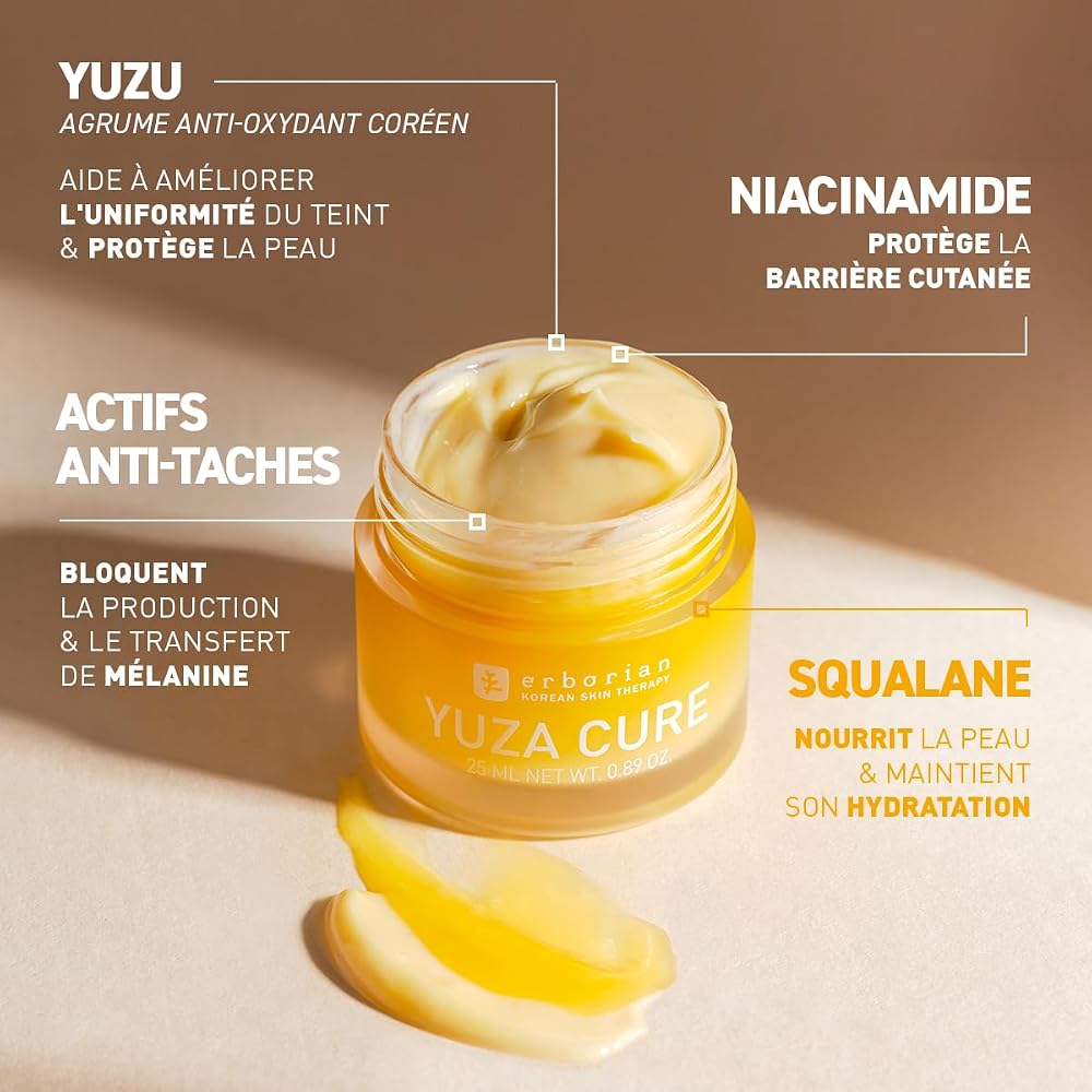 Erborian Yuza Cure, Gel Crème Anti-Taches, 25 ml | Cosmétique coréen, extrait de yuzu, atténue les marques pigmentaires, renforce la peau, teint homogène - Image 4