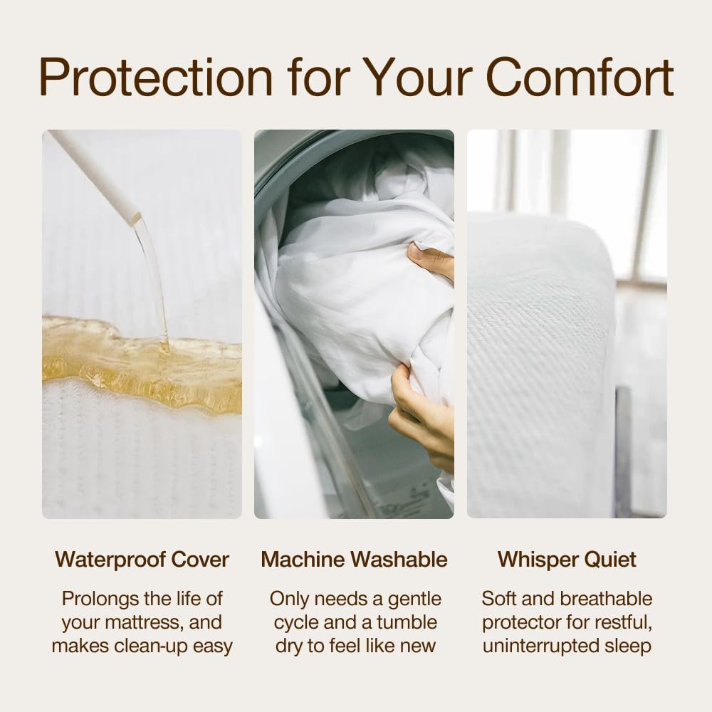 Coop Home Goods Housse de Protection Ultra Luxueuse en Viscose dérivée de Bambou pour Matelas – Surmatelas rafraîchissant, imperméable et hypoallergénique pour très Grand lit, Blanc - Image 4