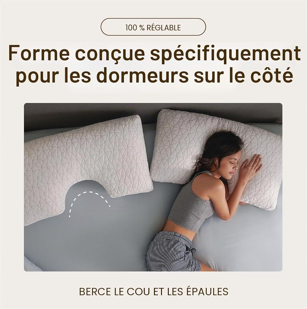 Coop Home Goods CertiPUR-US/GREENGUARD Oreiller réglable Original avec découpes pour Soutien du Cou et de la tête, en Mousse à mémoire de Forme, fermeté Moyenne pour Les Personnes Dormant sur Le côté - Image 4