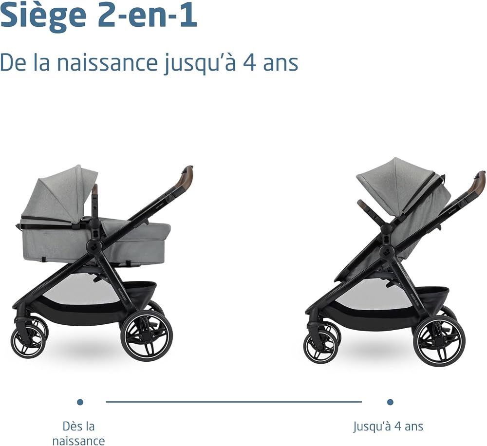 Maxi Cosi Zelia Select Trio, Poussette 3 en 1 Avec Siège auto, 0-4 ans (0-22 kg), Pliage D'une Seule Main, Poussette Trio Compacte et Réversible, Avec Siège auto Bébé CabrioFix S i-Size, Gris - Image 17