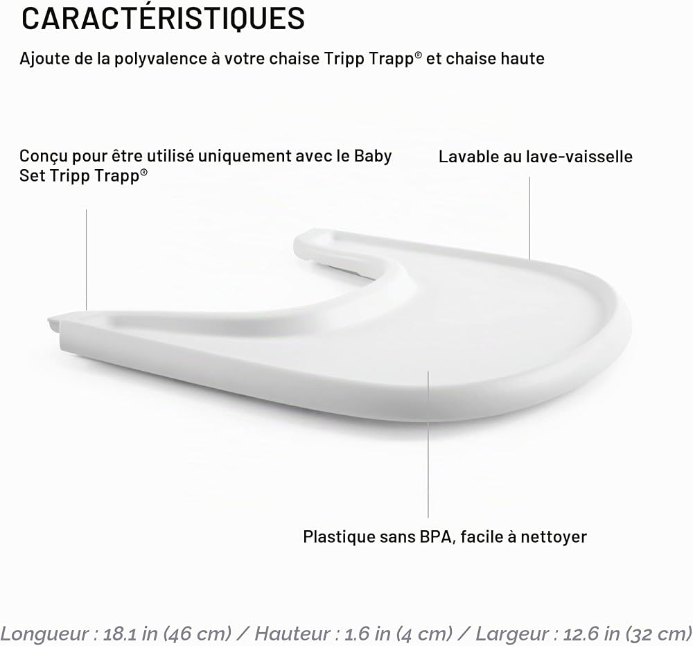 Stokke Plateau blanc – Compatible avec l'ensemble Tripp Trapp Baby – Pratique à utiliser et à nettoyer – Fabriqué en plastique sans BPA – Convient aux tout-petits de 6 à 36 mois - Image 2