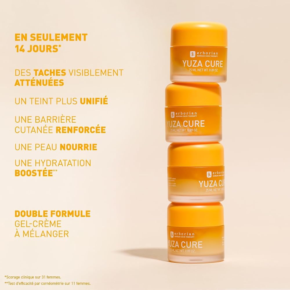 Erborian Yuza Cure, Gel Crème Anti-Taches, 25 ml | Cosmétique coréen, extrait de yuzu, atténue les marques pigmentaires, renforce la peau, teint homogène - Image 3