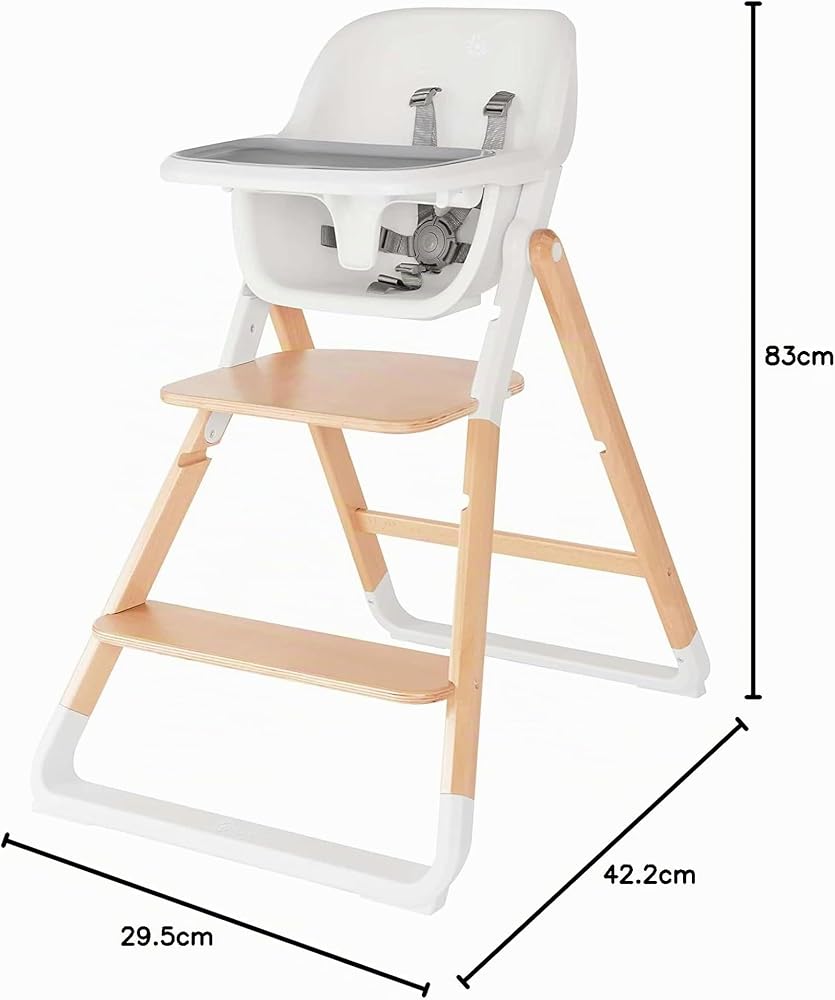 Ergobaby Chaise Haute Evolve, Chaise haute ergonomique pour bébés Évolutive à partir de 6 mois, Chaise haute pour bébés avec harnais à 5 points, pour enfants avec assise réglable, Natural Wood - Image 3
