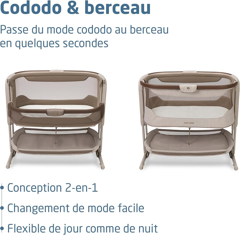 Maxi Cosi Iora Select Berceau Cododo, 0–6 mois (9 kg), Lit Cododo avec Fonction Balancelle, Pliable en un Geste, Matelas CloudCore 3 cm, 5 Hauteurs, 4 Roulettes Fluides, Easy Slide, Elegance Truffle - Image 5