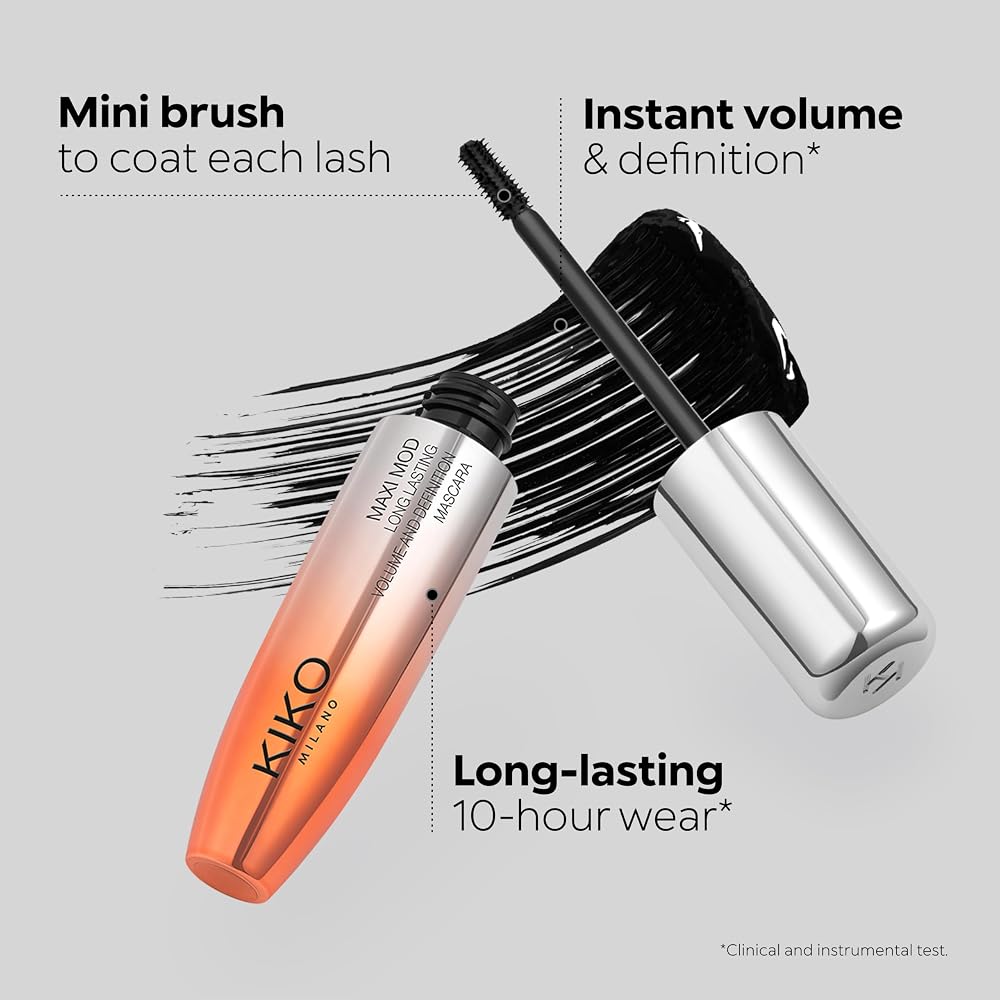 KIKO Milano Maxi Mod Mascara | +200% Volume | Tenue 10 Heures | Huile d’Argan | Mini Brosse | Noir Intense - Image 5