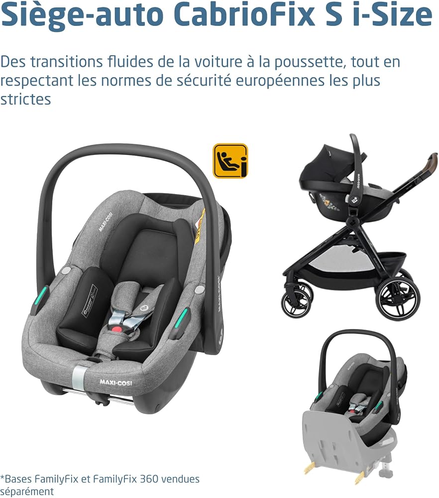 Maxi Cosi Zelia Select Trio, Poussette 3 en 1 Avec Siège auto, 0-4 ans (0-22 kg), Pliage D'une Seule Main, Poussette Trio Compacte et Réversible, Avec Siège auto Bébé CabrioFix S i-Size, Gris - Image 18