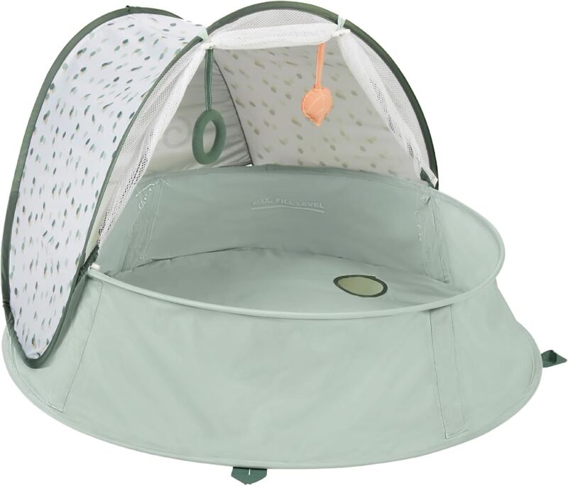 Babymoov Aquani Provence, 3 en 1 Aire de Jeux, Piscine et Tente Anti-UV FPS 50+ pour bébé, Moustiquaire et Auvent rabattables, Matelas d'éveil & Jouets Inclus, Dès la naissance