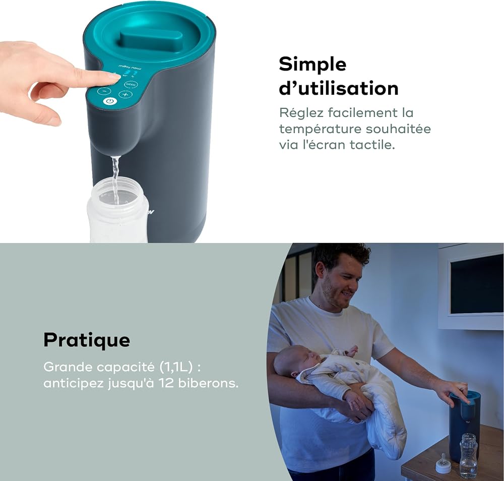 Babymoov Préparateur de biberons instantané Milky Now - Chauffe et maintient au chaud jusqu'à 6h - Jusqu'à 12 biberons, bleu - Image 5