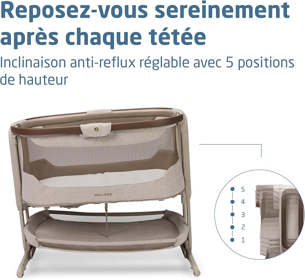 Maxi Cosi Iora Select Berceau Cododo, 0–6 mois (9 kg), Lit Cododo avec Fonction Balancelle, Pliable en un Geste, Matelas CloudCore 3 cm, 5 Hauteurs, 4 Roulettes Fluides, Easy Slide, Elegance Truffle - Image 9