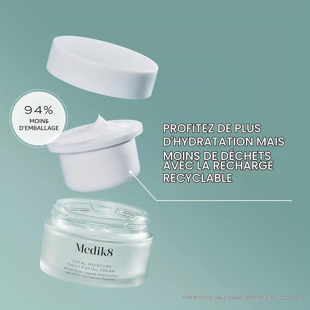 Medik8 Total Moisture Daily Facial Cream – Hydratant à l'Acide Hyaluronique,Crème de Jour et de Nuit pour le Visage, Hydratation Instantanée, Profonde et Durable Cliniquement Prouvée – 50 ml - Image 6