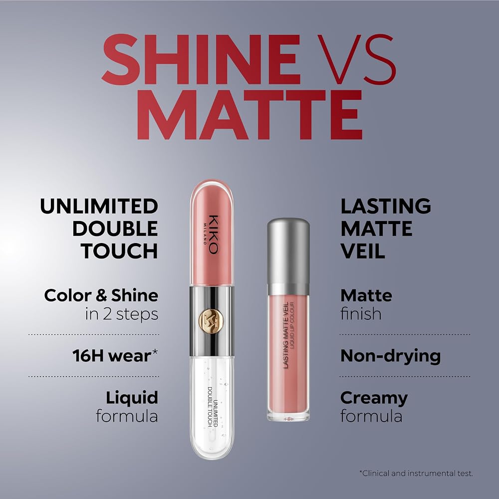 KIKO Milano Unlimited Double Touch 131 | Rouge À Lèvres Liquide En 2 Étapes, Fini Lumineux. Tenue Jusqu’À 12 Heures. Base Colorée Sans Transfert | Rouge à lèvres liquide 2 étapes | Couleur + Brillance | Durée 12 heures | Sans transfert | Lumineux - Image 9
